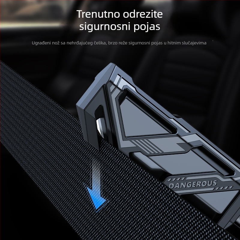 Automobilski sigurnosni čekić – mini višenamjenski alat za razbijanje stakla i rezanje sigurnosnog pojasa, prenosni hitni alat (Materijal: PC+ABS, Težina: 22 g, Marka: Zoch, Prilagodljivo: Da)