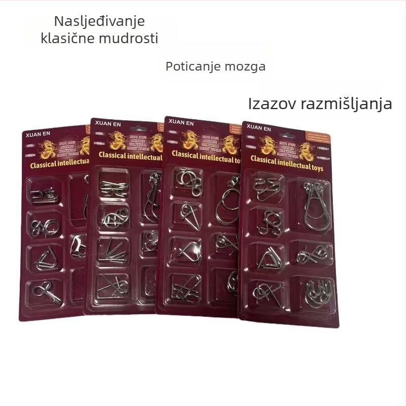 Metalni slagalica Nine-Link s Kongming i Lu Ban ključevima - edukativna mozgovna zagonetka za uzrast 14+