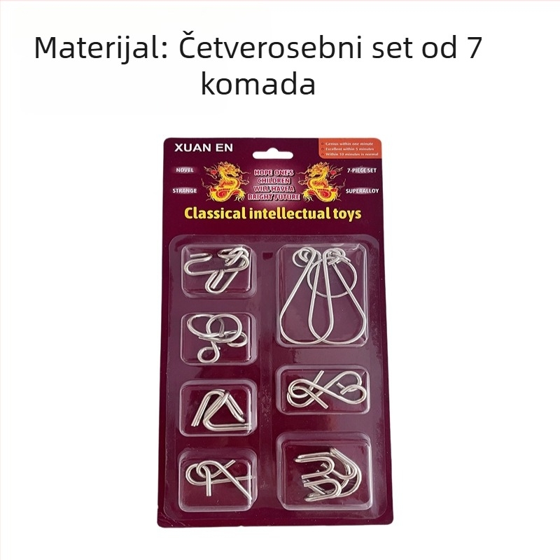 Metalni slagalica Nine-Link s Kongming i Lu Ban ključevima - edukativna mozgovna zagonetka za uzrast 14+
