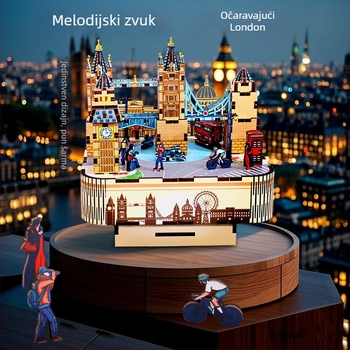 Drveni 3D puzzle ukras s rotirajućom kutijom za glazbu, Mango Sheep, kategorija Ukras, idealan dar za vjenčanje i rođendan