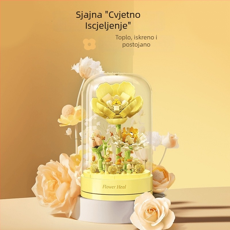 JiaQi mikro blokovi za slaganje s glazbenom kutijom DIY igračka, 200–400 komada, ABS plastika (ABS plastika, 200–400 komada, glazbena kutija, DIY)