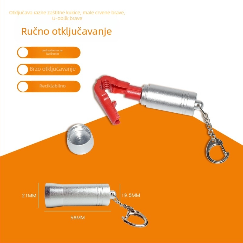 Ručni detacher za zaštitne oznake SL-K06 – aluminijska legura + magnet, pogodno za supermarkete, trgovine odjećom i nakitom