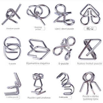 Puzzle od devet lanaca – metalni edukativni zagonetka, DIY-prijateljski, otključavanje, težina 3.5