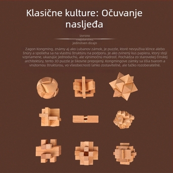 Drveni Kongming/Luban zagon puzzle set za djecu, kompletan set, DIY prilagodba po slikama (4–6 godina)