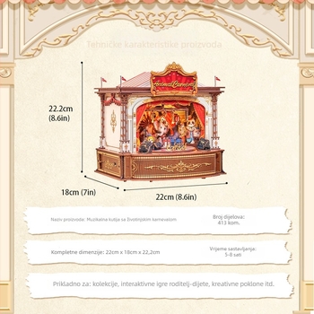 CuteBee Skup za slaganje s glazbenom kutijom — Mini kućica, DIY, 400–800 komada, Napajanje baterijom, MDF
