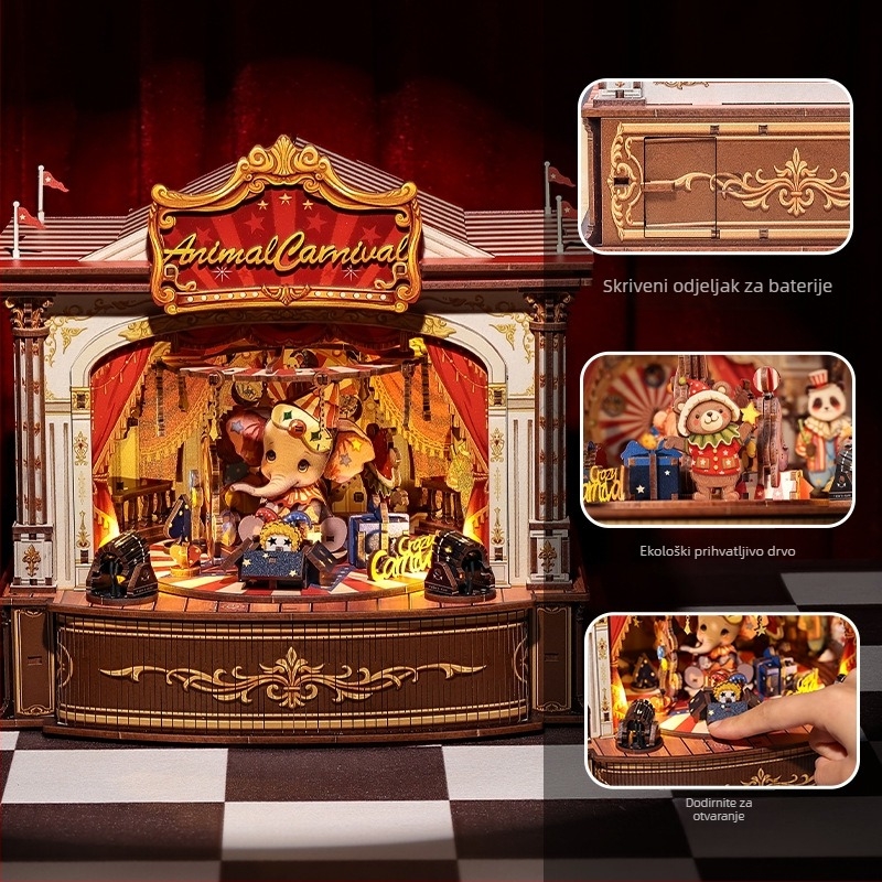 CuteBee Skup za slaganje s glazbenom kutijom — Mini kućica, DIY, 400–800 komada, Napajanje baterijom, MDF