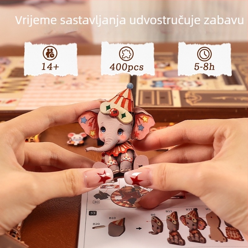 CuteBee Skup za slaganje s glazbenom kutijom — Mini kućica, DIY, 400–800 komada, Napajanje baterijom, MDF
