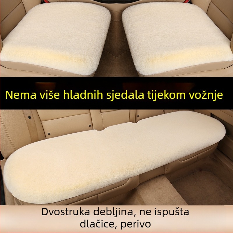 Set od tri plišane jastučnice za auto s krznom od zeca za zimu