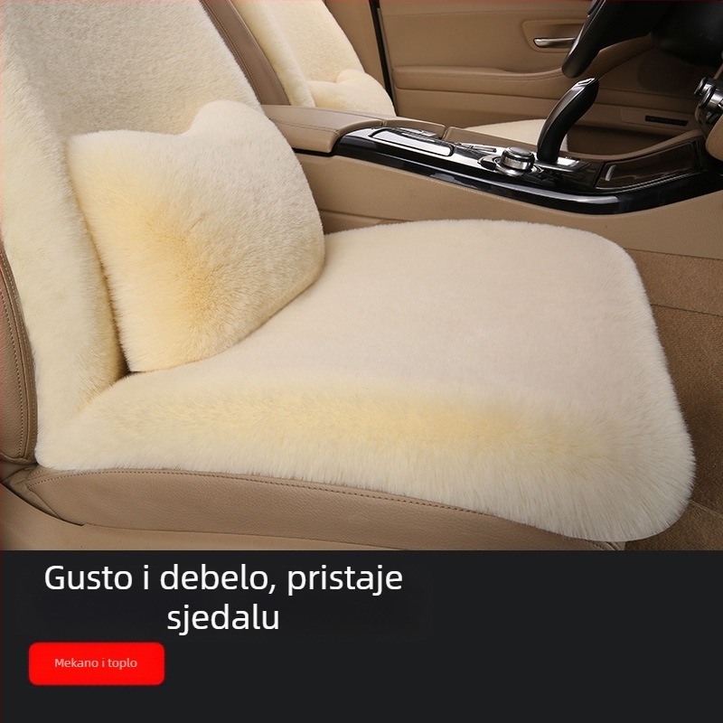 Set od tri plišane jastučnice za auto s krznom od zeca za zimu