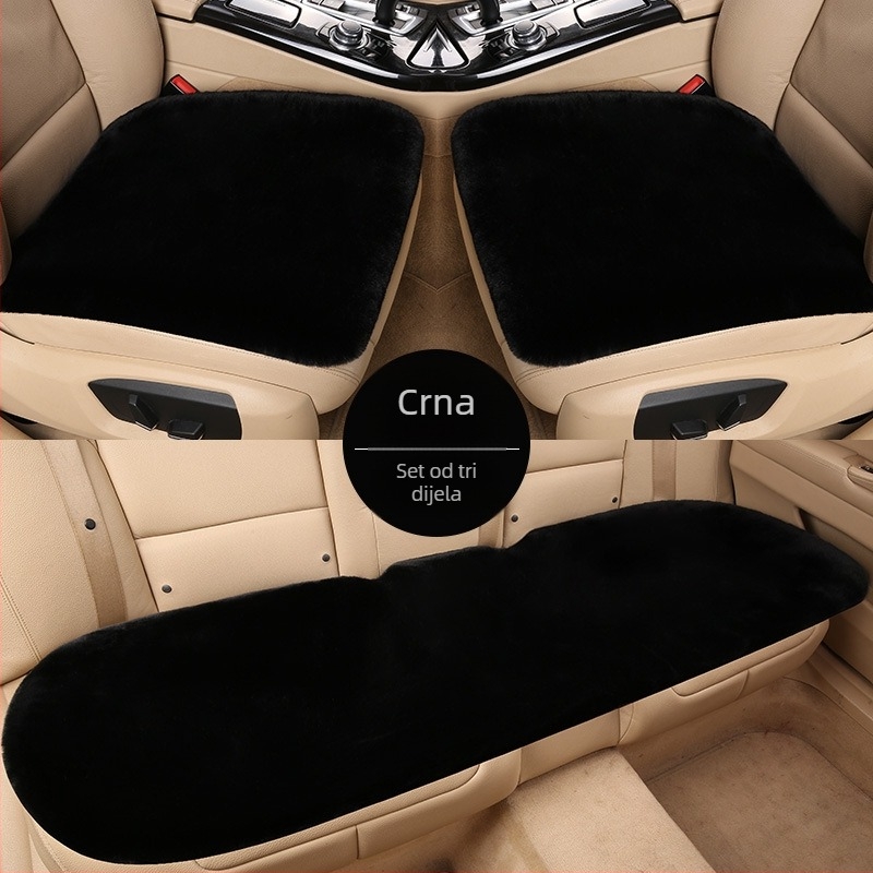 Set od tri plišane jastučnice za auto s krznom od zeca za zimu