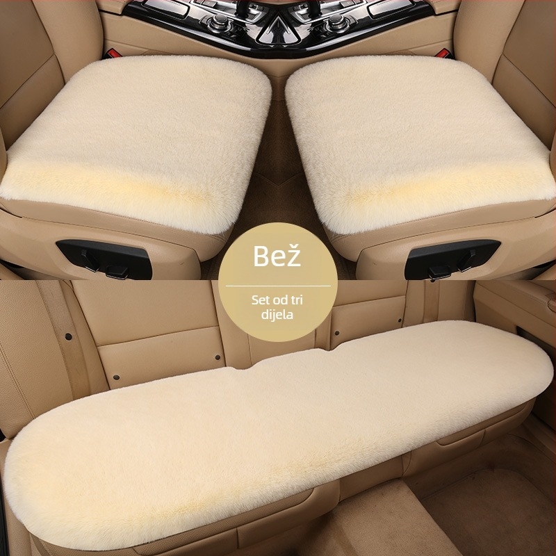 Set od tri plišane jastučnice za auto s krznom od zeca za zimu