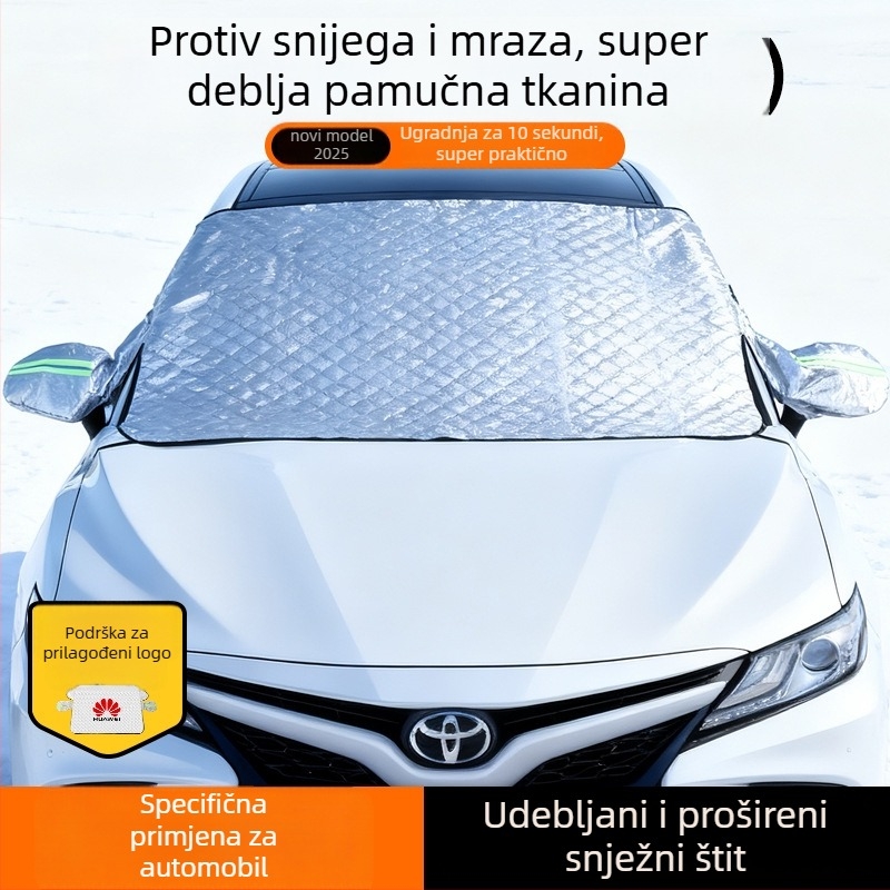 Automobilski suncobran protiv snijega — aluminijska folija, montaža vakuum čašicama, tri u jedan, univerzalni model