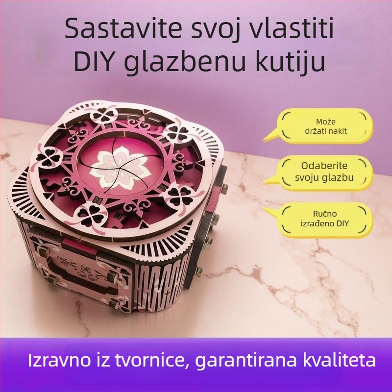 Rotirajuća glazbena kutija - DIY drvena slagalica-igračka i kutija za nakit