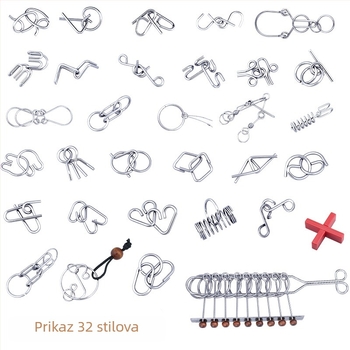 Puzzle s devet povezanih prstena, metalna konstrukcija od željeza, zagonetka za razvoj uma, mogućnost prilagodbe uz logotip, pakiranje u šarenoj kutiji