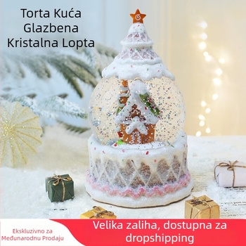 Muzikalna kutija s kristalnom kuglom, rotirajuća, premium izrada, smola