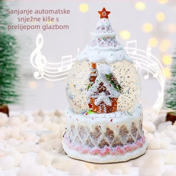 Muzikalna kutija s kristalnom kuglom, rotirajuća, premium izrada, smola