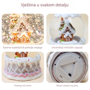 Muzikalna kutija s kristalnom kuglom, rotirajuća, premium izrada, smola