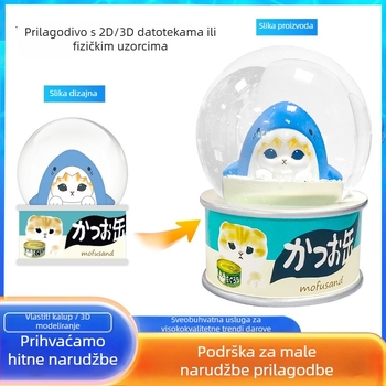 Prilagođeni smolasti kristalni ukras s glazbenom kutijom — ručna izrada, crtani lik životinje, moderni minimalistički stil