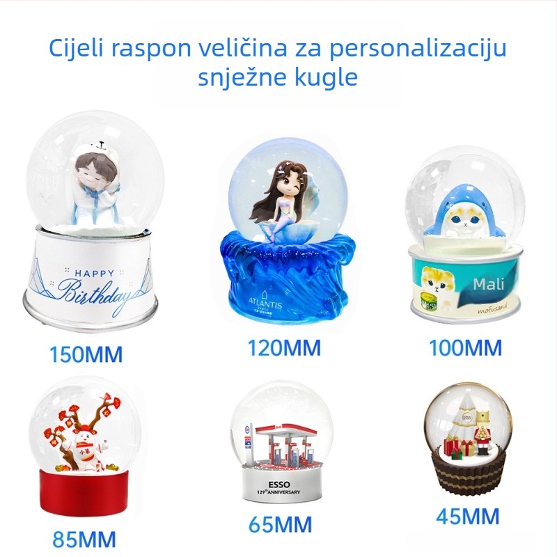 Prilagođeni smolasti kristalni ukras s glazbenom kutijom — ručna izrada, crtani lik životinje, moderni minimalistički stil