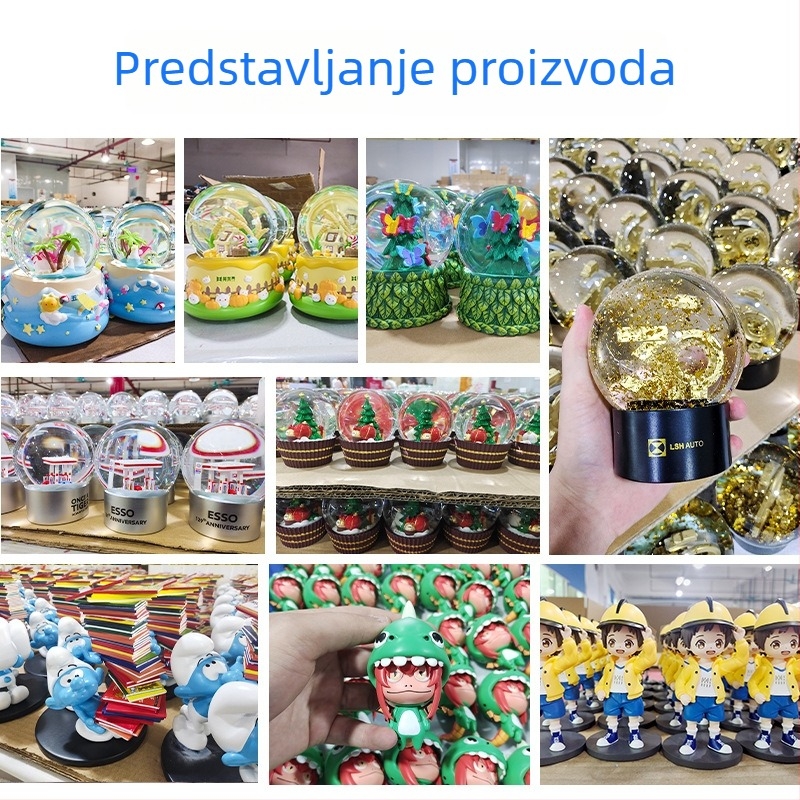Prilagođeni smolasti kristalni ukras s glazbenom kutijom — ručna izrada, crtani lik životinje, moderni minimalistički stil