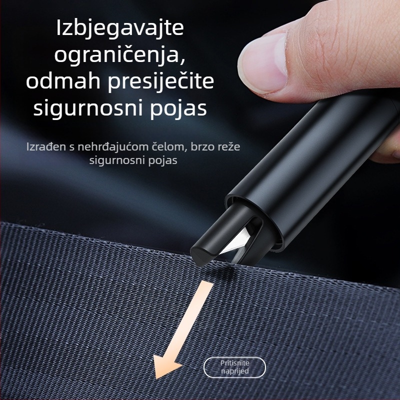 Automobilski sigurnosni čekić sa funkcijom razbijanja stakla, višenamjenski auto alat, ABS plastika, 100 g, prijenosni ključni lanac