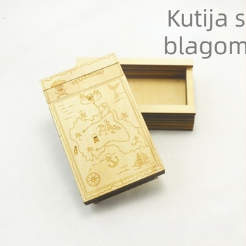 Drvena kutija-puzzle Kong Ming lock / Luban lock – piratski mehanizam, visoka složenost, za DIY