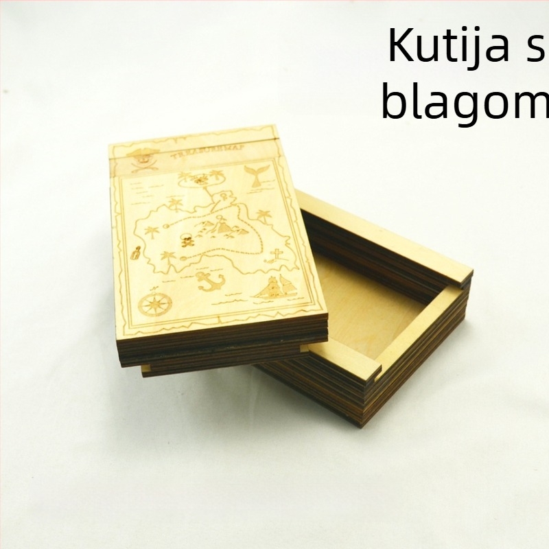 Drvena kutija-puzzle Kong Ming lock / Luban lock – piratski mehanizam, visoka složenost, za DIY