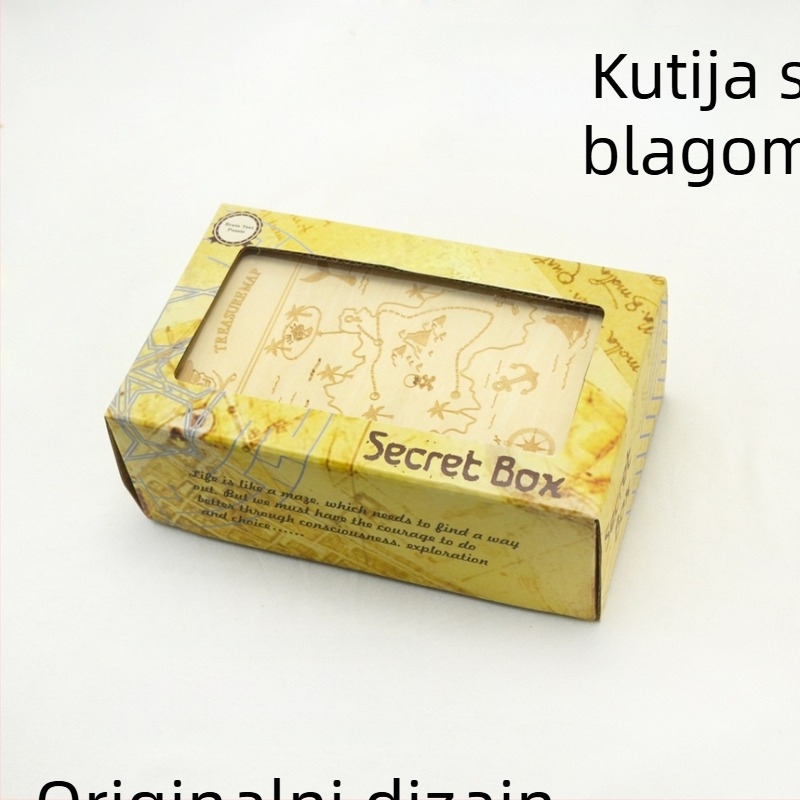 Drvena kutija-puzzle Kong Ming lock / Luban lock – piratski mehanizam, visoka složenost, za DIY