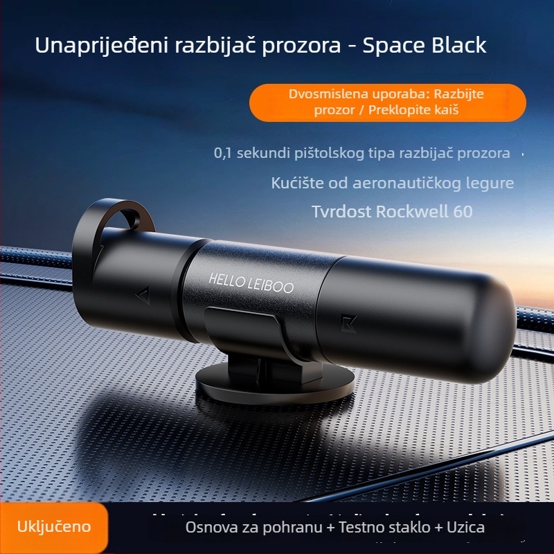 Automobilski sigurnosni čekić za razbijanje prozora i spašavanje, Višestruki evakuacijski alat; Materijal: aluminijska legura ABS; Težina: 0.08 kg; Podrijetlo: Guangdong; Prilagodba: Da