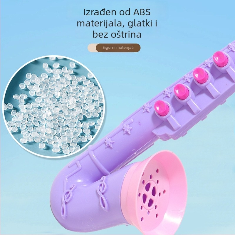 Dječji plastični duh-instrument — imitacija saksofona i trube (Materijal: plastika; Marka: Independent; Dobna skupina: 4–6 godina; Kategorija: Druge igračke do 14 godina)