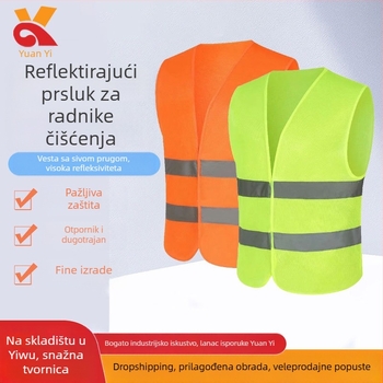Reflektirajuća vesta za sigurnost u prometu i sanitarne radnike, noćna vidljivost, Materijal: Tkanina, Rezervna odjeća za godišnji tehnički pregled automobila