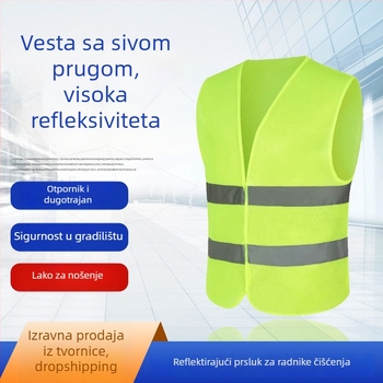 Reflektirajuća vesta za sigurnost u prometu i sanitarne radnike, noćna vidljivost, Materijal: Tkanina, Rezervna odjeća za godišnji tehnički pregled automobila