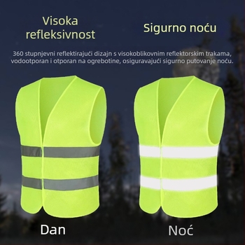 Reflektirajuća vesta za sigurnost u prometu i sanitarne radnike, noćna vidljivost, Materijal: Tkanina, Rezervna odjeća za godišnji tehnički pregled automobila