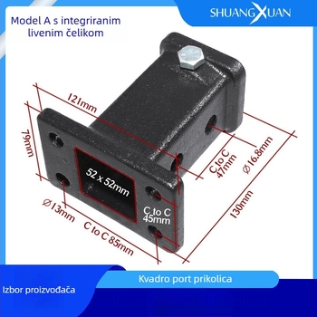 Vučni rameni s brzim spajanjem, kvadratni otvor, površinska sprejna obloga, lijevano čelično, kompatibilan s obiteljskim automobilom, modeli THR-01A/THR-02A/THR-03A/THR-03B