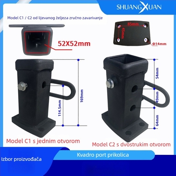 Vučni rameni s brzim spajanjem, kvadratni otvor, površinska sprejna obloga, lijevano čelično, kompatibilan s obiteljskim automobilom, modeli THR-01A/THR-02A/THR-03A/THR-03B