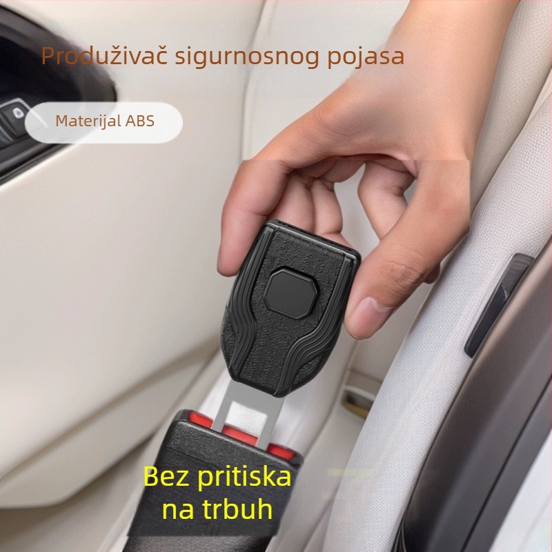 Vstavak sigurnosnog pojasa s drvenim uzorkom od ABS-a i zinkove legure, mogućnost prilagodbe logotipa, montaža plug‑and‑play
