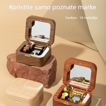 Drvena glazbena kutija s motivom ptice - nije prilagodljiva, univerzalni stil, rođendanski dar