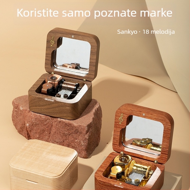 Drvena glazbena kutija s motivom ptice - nije prilagodljiva, univerzalni stil, rođendanski dar