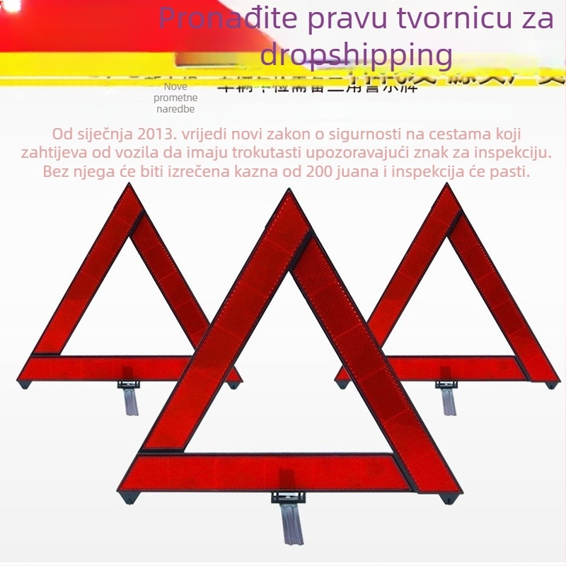 Automobilski trokutni znak upozorenja, sklopivi od ABS plastike za privremeno parkiranje