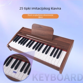 Drveno elektroničko klavijature - igračka za bebe i malu djecu, 37 tipki