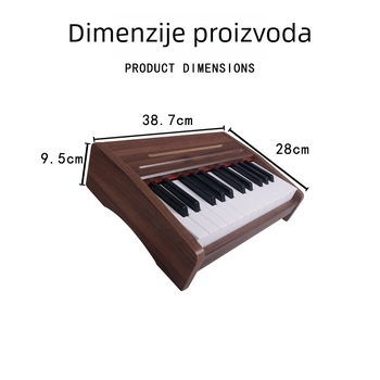 Drveno elektroničko klavijature - igračka za bebe i malu djecu, 37 tipki