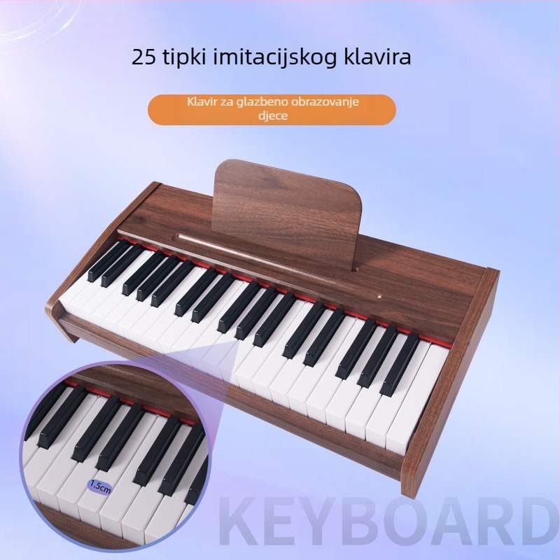Drveno elektroničko klavijature - igračka za bebe i malu djecu, 37 tipki