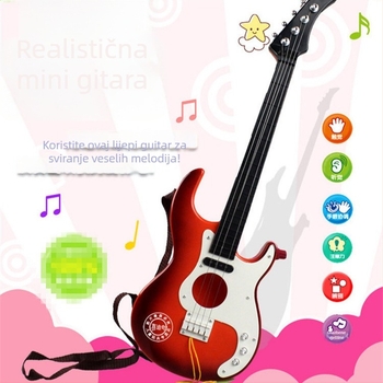 Dječja gitara/bas igračka - (plast materijal; za djecu 4–6 godina; razvija vid, hvatanje, senzornu percepciju i koordinaciju ruka-oko)