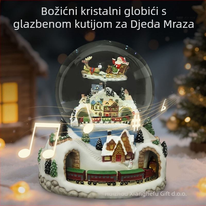 Božićna glazbena kutija s kristalnom kuglom – smola, Dream Crystal House, dar, moderni jednostavan stil, šarena kutija
