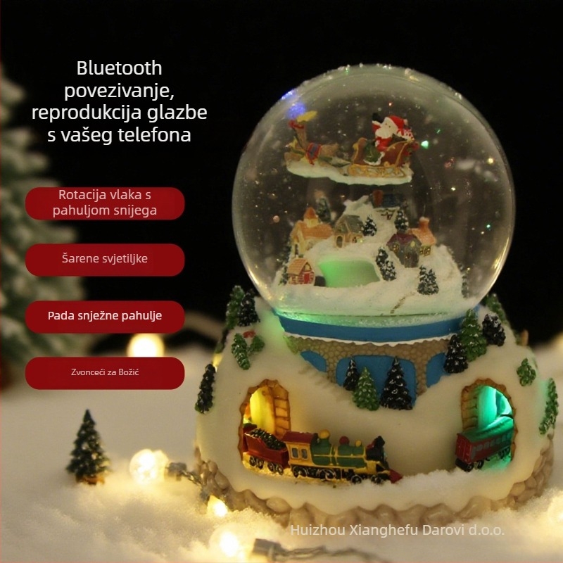 Božićna glazbena kutija s kristalnom kuglom – smola, Dream Crystal House, dar, moderni jednostavan stil, šarena kutija