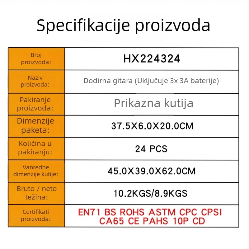 Edukativna dječja glazbena gitara – interaktivna edukativna igračka, plastika, uzrast 4-6 godina, razvija sluh i koordinaciju ruka-oko