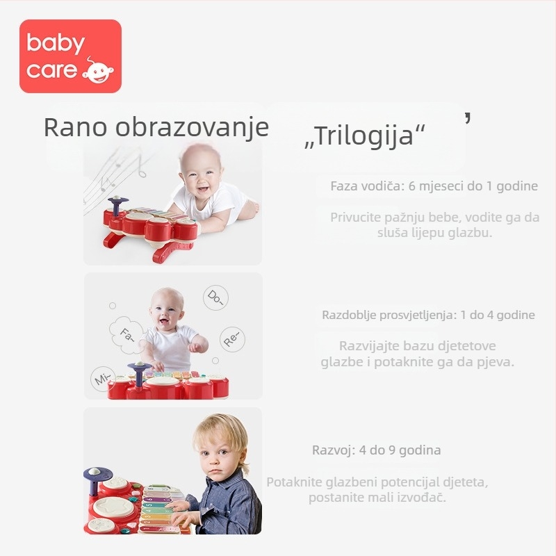 Babycare dječji klavir s osam tonova za bebe, ABS materijal, za dob 0–3 godine