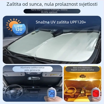 Auto sjenilo za prednje staklo | aluminijska folija | montaža kartom | opća kompatibilnost | tiskanje logotipa dostupno