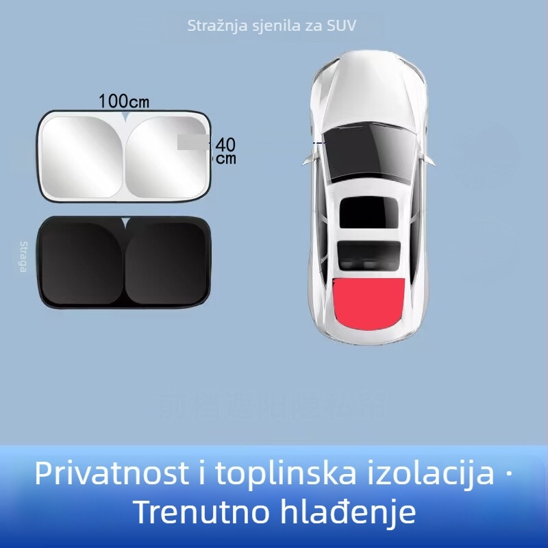 Auto sjenilo za prednje staklo | aluminijska folija | montaža kartom | opća kompatibilnost | tiskanje logotipa dostupno