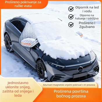 Pokrov prednjeg vjetrobranskog stakla automobila, debeli i ažurirani, aluminijska folija, otporan na vjetar, protiv smrzavanja i snijega, teleskopski način ugradnje, univerzalni fit, 700 g